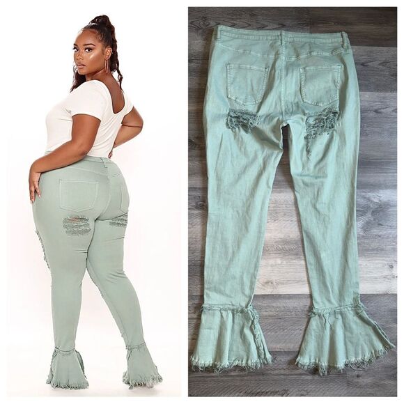 Fashion Nova Fray What You Mean Flare Leg Jeans 20 - Picture 6 of 10